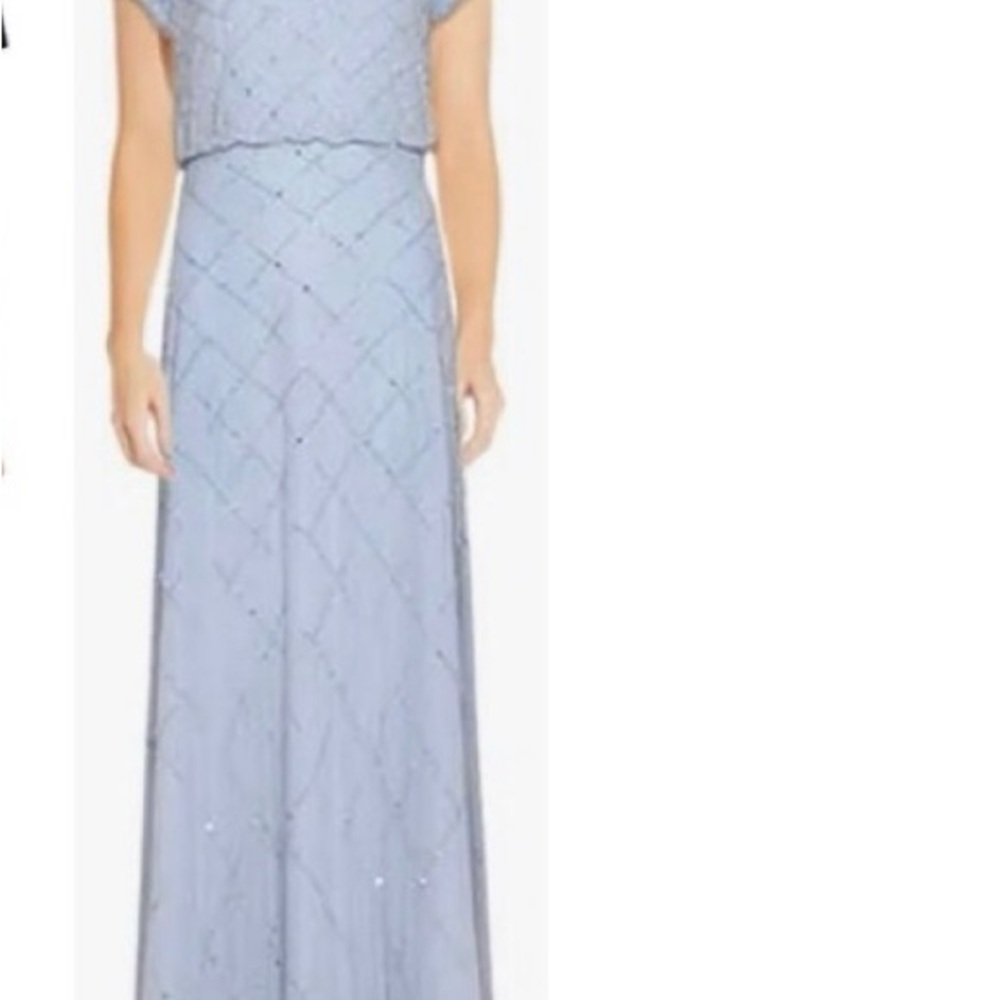 Adrianna Papell Light Blue Full Length Beaded Dress
